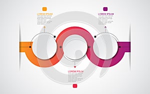 Vector infographic template with 3D paper label, integrated circles. Can be used for workflow layout, diagram, business step optio