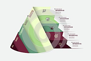 Vector infographic template. Design business concept for presentation, graph and diagram. 5 options, parts, steps or