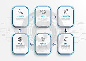 Vector infographic template with icons and 6 options or steps. Infographics for business concept. Can be used for presentations