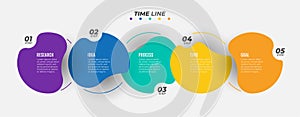 Vector Infographic template label design with circles. Business modern concept with 5 number options, steps.