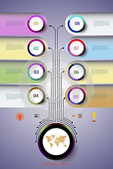 Vector infographic template with number 8 step