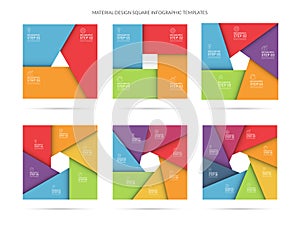 Vector infographic template set in material style