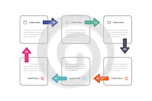 Vector infographic template with six steps or 6 options.