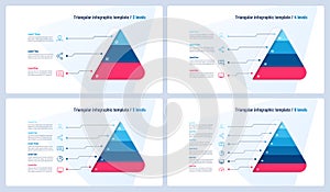 Vector infographic templates in the shape of triangle, pyramid