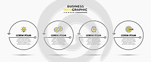 Vector Infographic thin line design business template with icons and 4 options or steps