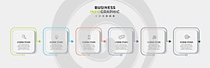 Vector Infographic thin line design business template with icons and 6 options or steps