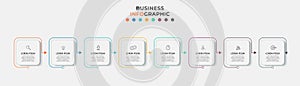 Vector Infographic thin line design business template with icons and 8 options or steps