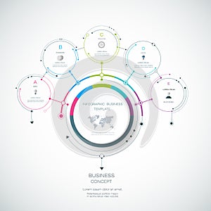 Vector infographics 3D circle label with arrows sign and 3 options