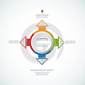 Vector infographics 3D circle label with arrows sign and 4 options