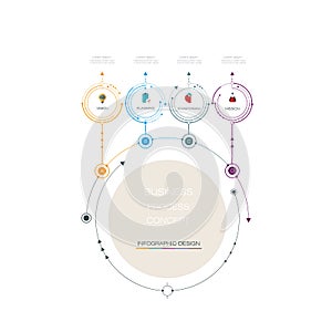 Vector infographics 3D circle label with arrows sign and 4 options