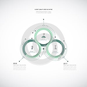 Vector infographics, 3D paper cycle diagram template