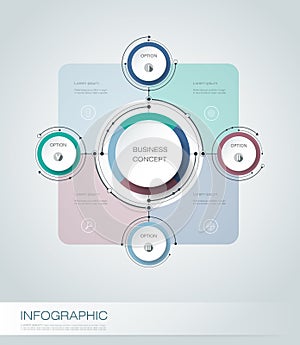 Vector infographics, 3D paper cycle diagram template