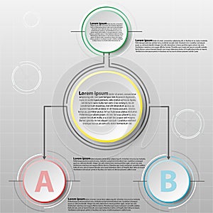 Vector infographics design template with 3D circle paper seperate 2 items for content business infographic concept graphic design