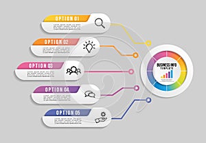Vector Infographics Elements Template Design. Business Data Visualization Timeline with Marketing Icons most useful can be used