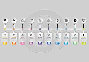 Vector Infographics Elements Template Design . Business Data Visualization Timeline with Marketing Icons most useful can be used f