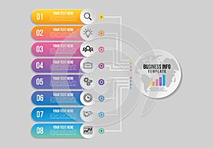 Vector Infographics Elements Template Design . Business Data Visualization Timeline with Marketing Icons most useful can be used f