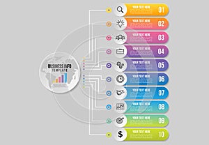 Vector Infographics Elements Template Design . Business Data Visualization Timeline with Marketing Icons most useful can be used f