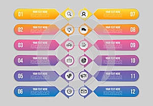 Vector Infographics Elements Template Design . Business Data Visualization Timeline with Marketing Icons most useful can be used f