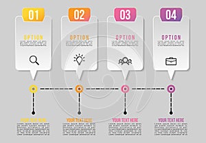 Vector Infographics Elements Template Design with options steps. Business Data Visualization Timeline with Marketing Icons