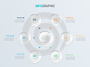 Vector infographics timeline design template with circle elements. Content, schedule, timeline, diagram, workflow, business, infog