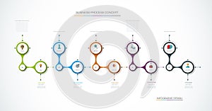 Vector infographics timeline design template with 3D paper label, integrated circles background