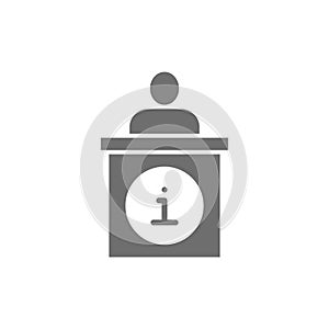 Vector information desk, help mark grey icon.