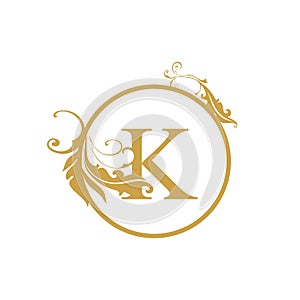 Vector Initial k letter luxury beauty flourishes ornament monogram wedding icon logo vintage