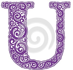 Vector initial letter in abstract floral ornament