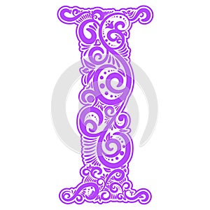 Vector initial letter in abstract floral ornament.