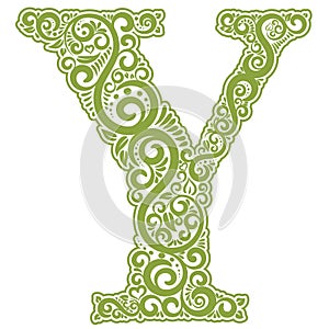 Vector initial letter in abstract floral ornament.