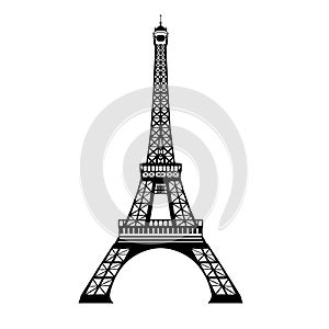 Vector ink black Eifel Tower hand drawn landmark symbol of Paris, France. Great for french invitations, greeting cards