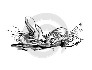 Vector ink sketch swimmer