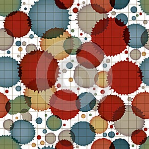 Vector ink splash seamless pattern with rounded overlap shapes a