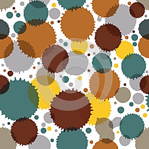 Vector ink splash seamless pattern with rounded overlap shapes a