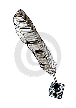 Vector inkwell and feather photo
