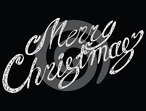 Vector inscription Merry Christmas. Cover title. Drawing by hand. Lettering. The words. Letters. Capital letters. Doodle