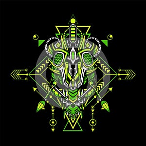 Vector of Insect Head with sacred geometrical frame can use for template and t shirt design