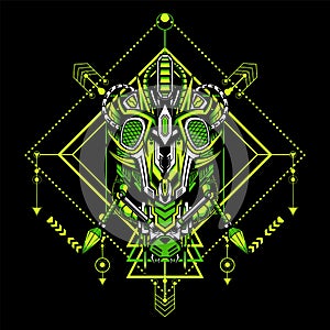 Vector of Insect Head with sacred geometrical frame can use for template and t shirt design