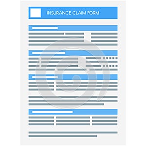 Vector insurance claim form paper document icon