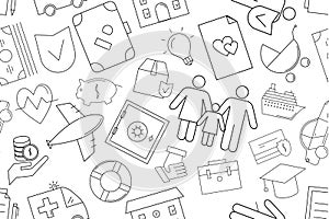 Vector Insurance pattern. Insurance seamless background