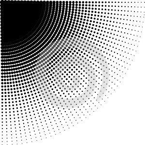 Vector intensive diminishing halftone dots in direction of rounding