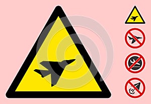 Vector Intercepter Airplane Warning Triangle Sign Icon