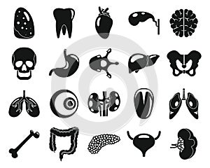 Vector internal organs black simple icons collection