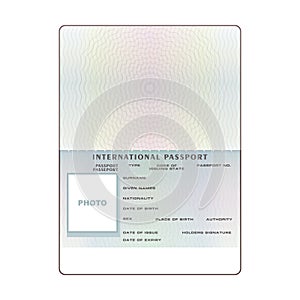 Vector international open passport blank template