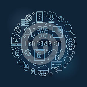 Vector Internet circular concept linear blue illustration