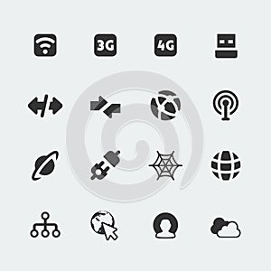 Vector internet and connection mini icons set