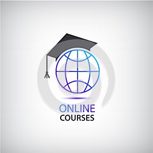 Vector internet learning, teaching, online courses logo, icon photo