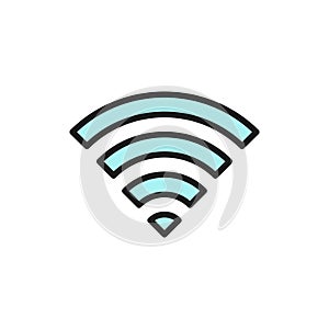 Vector internet signal, WIFI sign flat color line icon.