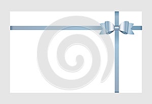 Vector Invitation card with blue holiday ribbon and bow.