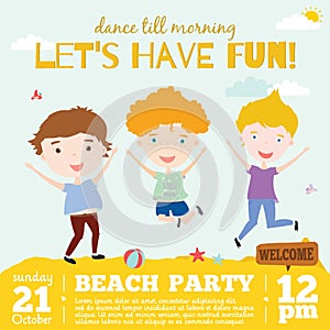 Vector invitation card on summer beach party with